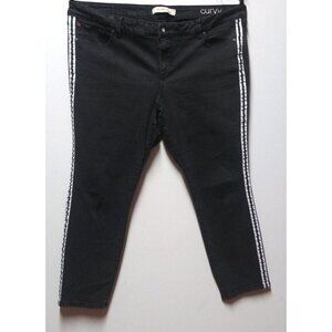 Womens Slink Jeans Ankle Jeggings Sz 20 white stripes curvy Black Stretch denim